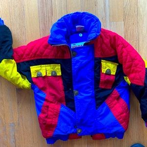 Vintage 80s-90s Jordache unisex kids size 6 bright Colorblock Ski Snow Jacket